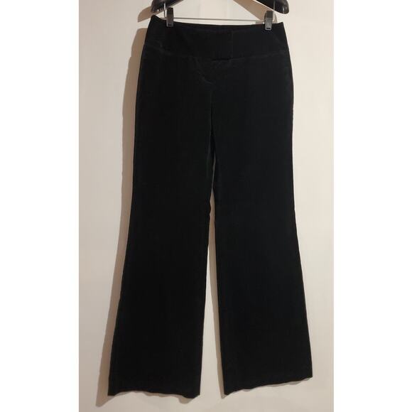 Express Editor VTG Y2K Velour Flare Leg Pants Womens Size 2 Black Mid Rise Soft - Picture 1 of 12